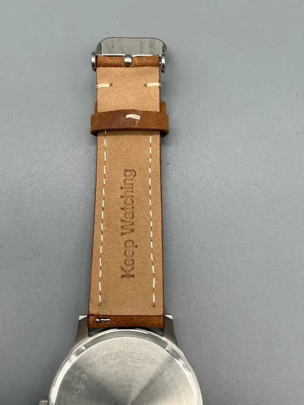 MVMT 40 Series Mens Watch 40mm Silver Tone Brown Leather Band New Battery